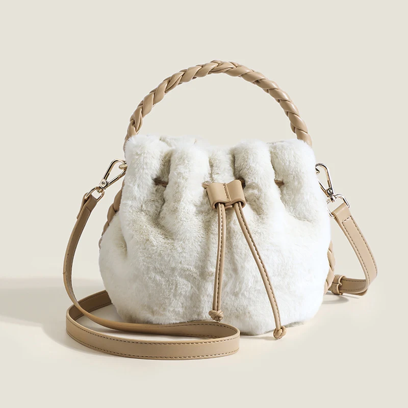 Title 4, Fried Dough Twist Braid Portable Plush Bucket Bag