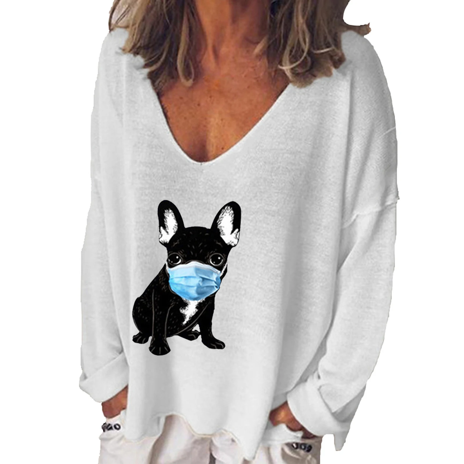 Title 6, Camiseta feminina manga longa decote em V com e...