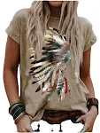 T-shirt met ronde hals en etnische grafische print. Comfortabel en stijlvol voor een casual look. Ideaal voor dagelijks gebruik of een feestje. — foto 3