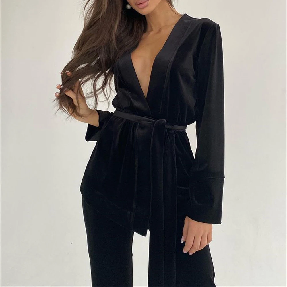 Title 3, Set pigiama casual in raso con cardigan ampio i...