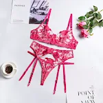 Conjunto de tres piezas de encaje bordado para mujer, perfecto para lucir elegante y sofisticada. Ideal para ocasiones especiales y eventos. — foto 32