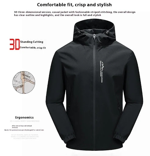 Title 10, Mens Outdoor Jacket Casual Hooded Windproof Ja...