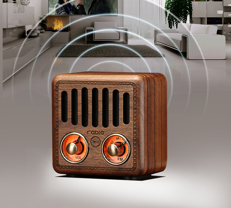Title 2, Enceinte Bluetooth rétro en bois massif de noye...