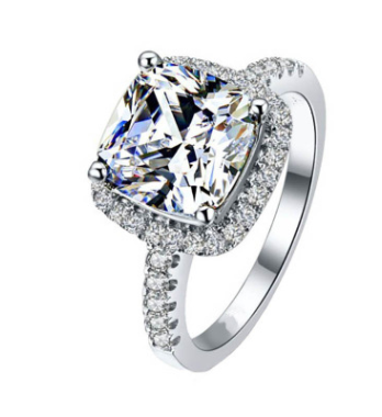 Anel feminino de diamante redondo quadrado, micro-cravação de zircônia, design simples e criativo. Elegância e sofisticação para o dia a dia. — foto 1