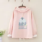 Camisola com capuz casaco feminino manga comprida pulôver com capuz solto — foto 2