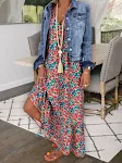 Women's Temperament A- Line Spaghetti Strap Floral Boho Dress — photo 3