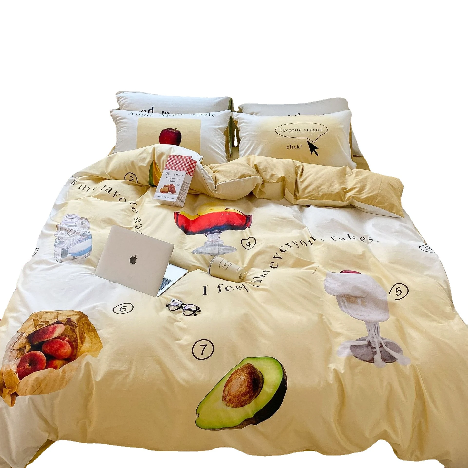 Roupa de cama com estampa 3D de algodão puro para casa, simples e elegante. Durma com conforto e estilo com este jogo de cama macio e respirável. — foto 14