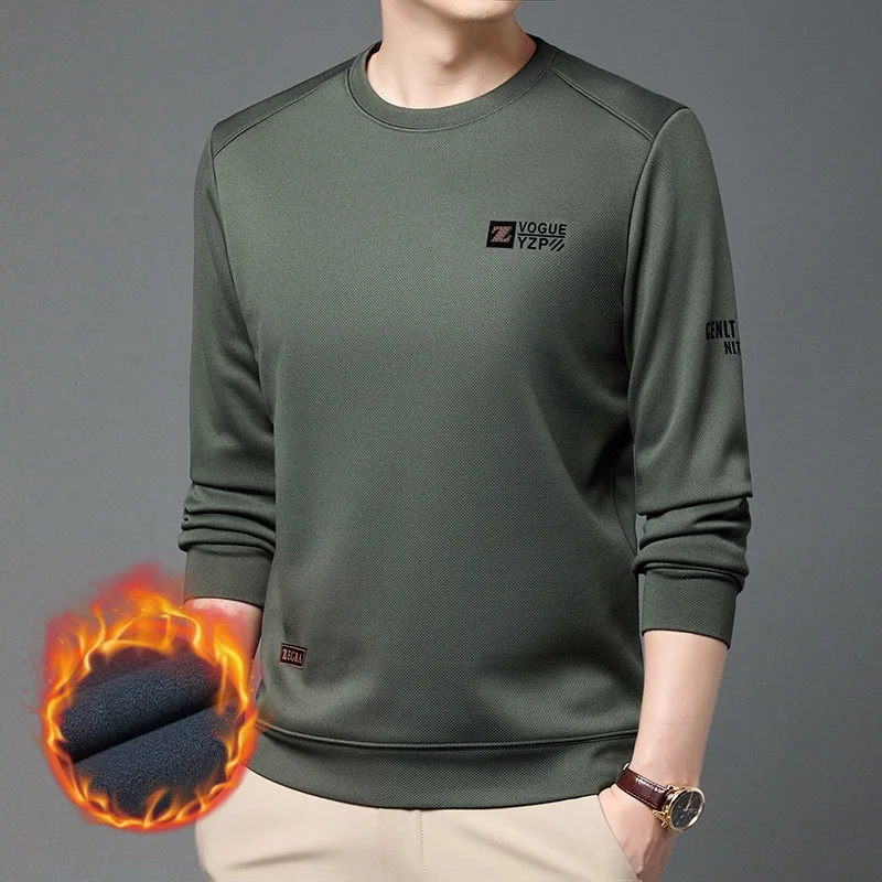 Suéter masculino grosso com forro de lã, outono e inverno. Oferece calor e conforto excepcionais para climas frios, perfeito para uso diário. — foto 1