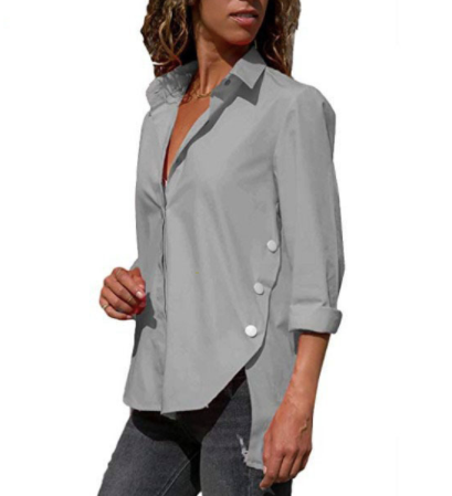 Camisa com fenda irregular, estilo único e moderno. Design assimétrico que garante um visual arrojado e elegante. Perfeita para se destacar. — foto 10