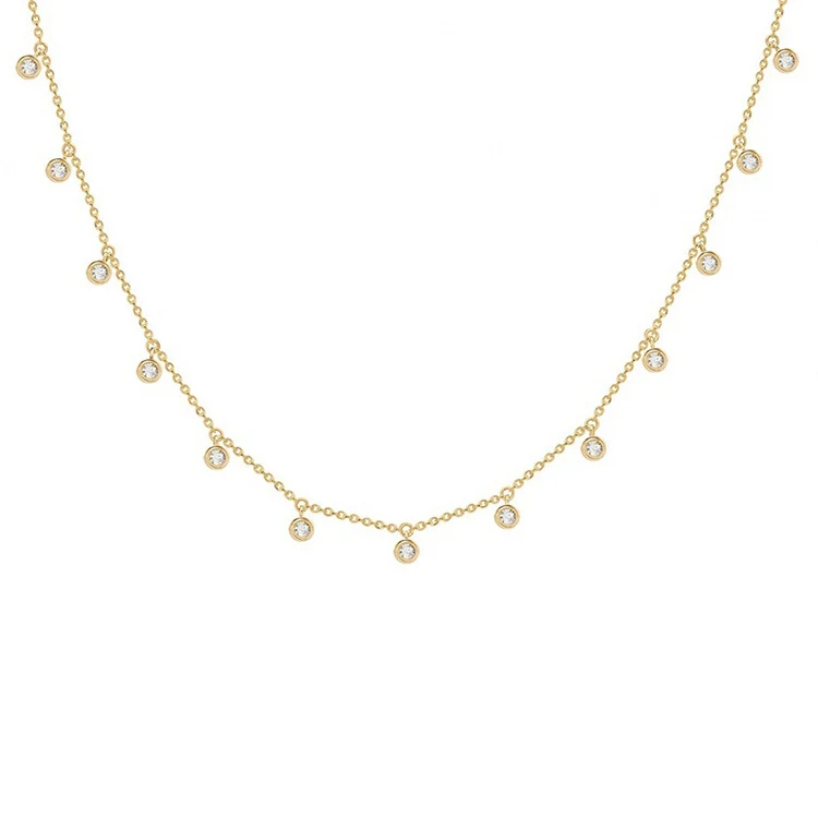 Colar feminino de prata esterlina S925 com zircônias estreladas. Elegante e fashion, perfeito para adicionar brilho e sofisticação ao seu visual. — foto 3