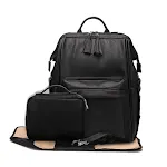 Mochila de couro para mamãe, espaçosa e elegante para itens de bebê e uso diário, com compartimentos e design moderno, conforto e praticidade. — foto 3