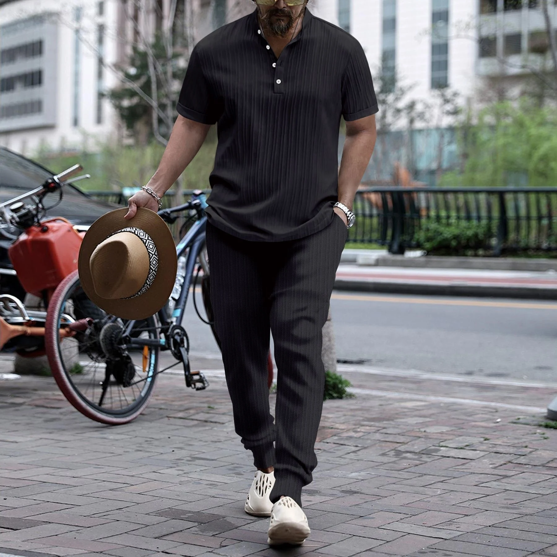 Title 7, Mens casual short sleeved shirt and pants beac...