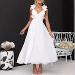 Women's Sleeveless Solid Color Lace-up Pleated Skirt Dress — photo 26