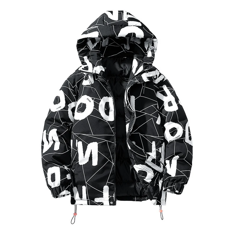 Casaco unissex espesso estilo Hong Kong com forro de algodão e letras para homens. Ideal para o inverno, oferece conforto e estilo. — foto 6