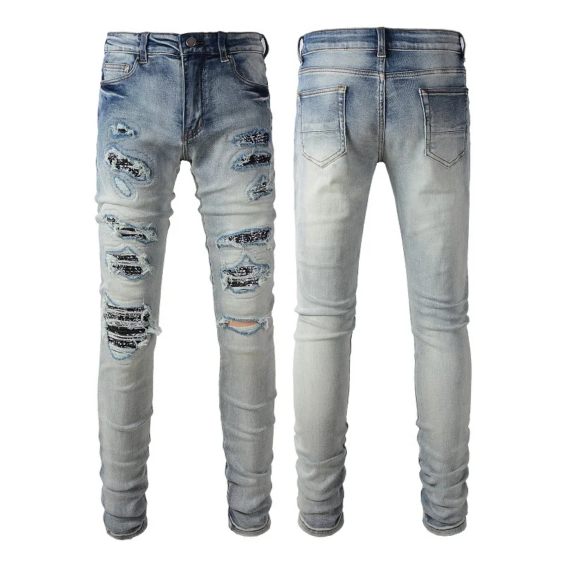 Youth Ripped Jeans Slim Fit Skinny Pants Stylish and Comfortable Everyday Wear Modern Design for Boys and Girls Trendy C — photo 9