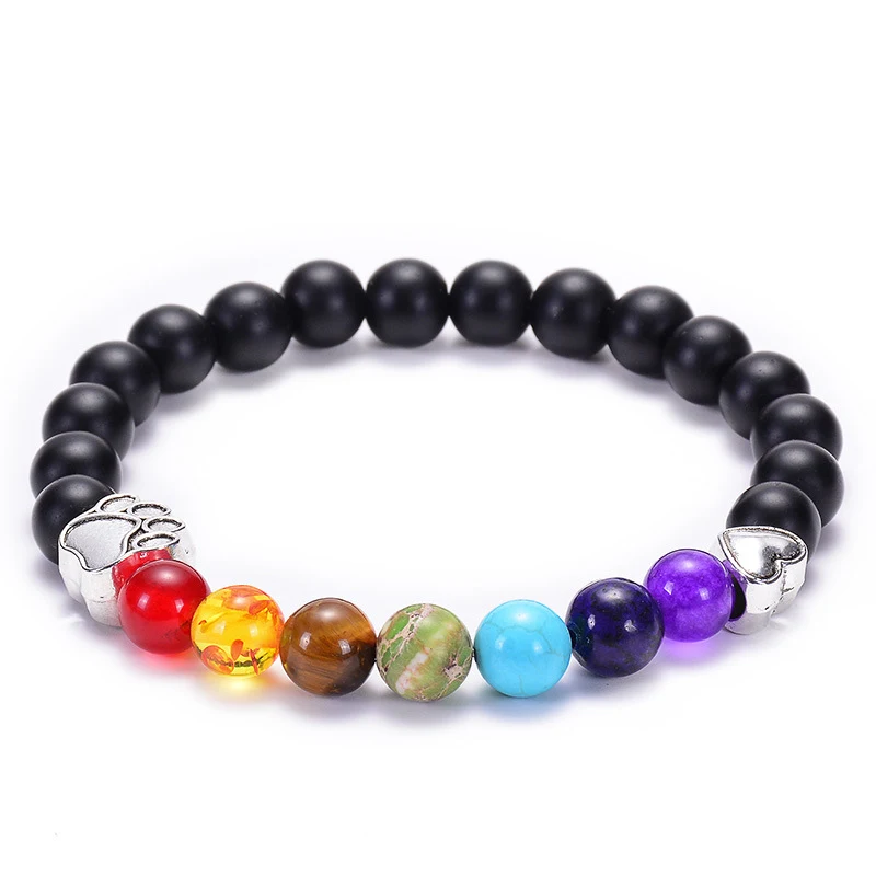 Pulseira Yoga Energia Rocha Vulcânica Lava Coração Pêssego Pata de Cão Equilíbrio e Bem-Estar Natural — foto 2