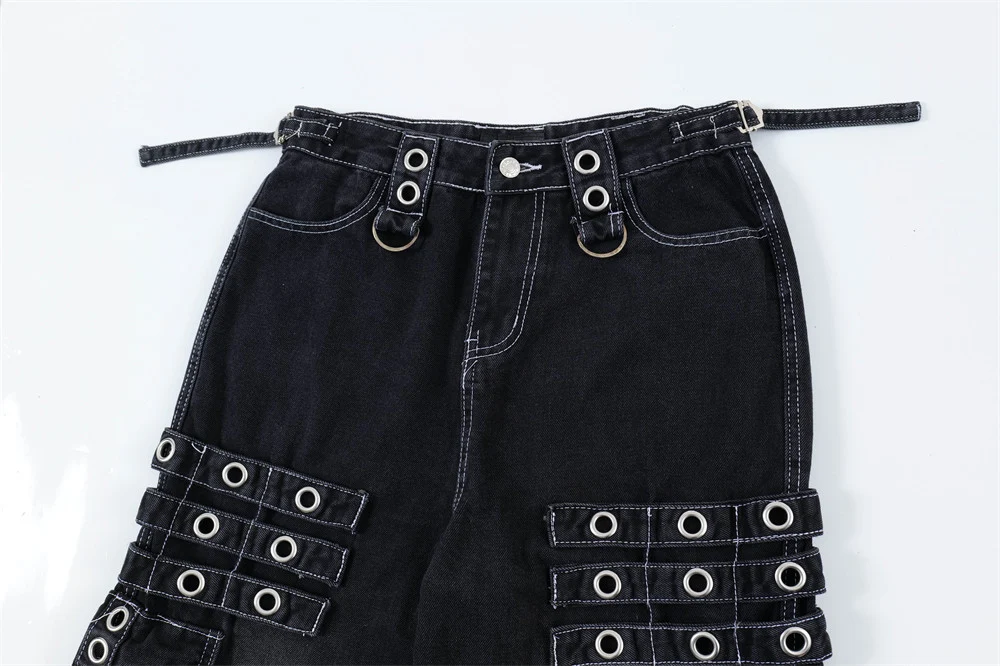 Title 3, Jeans Cargo Punk Rock Uomo Pantaloni Fashion co...