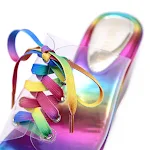 Colorful lace high heel sandals and slippers for women, stylish and comfortable footwear perfect for special occasions a — photo 5