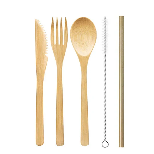 Title 6, Portable Travel Bamboo Cutlery Cutlery Stainles...