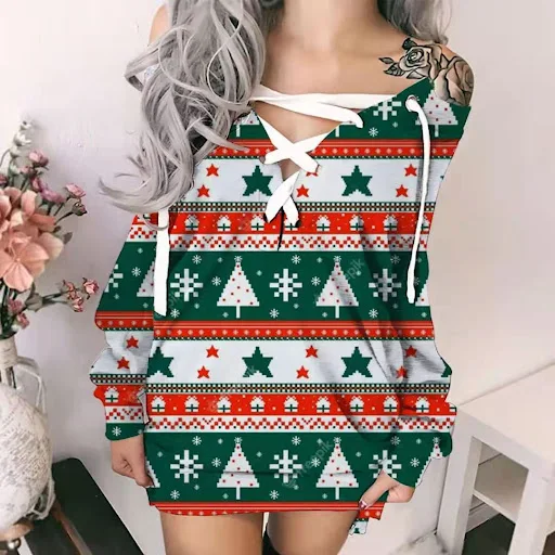 Title 4, Suéter feminino de manga comprida de Natal outo...