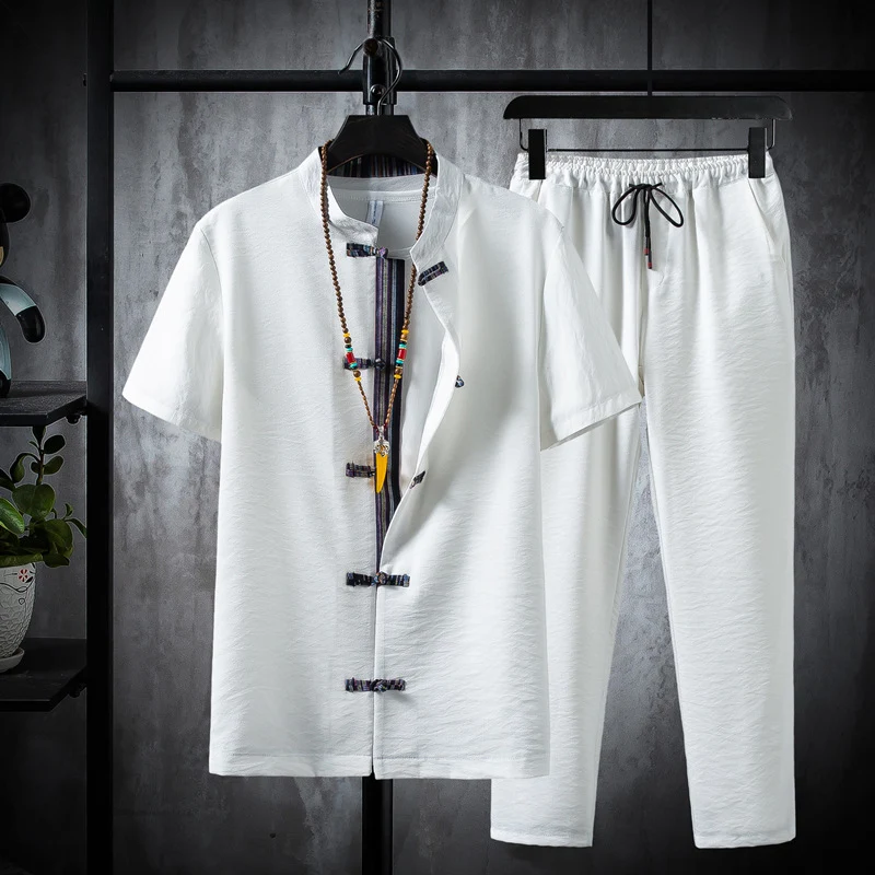 Title 6, Summer Ice Silk Short-sleeved Suit Casual Retro...