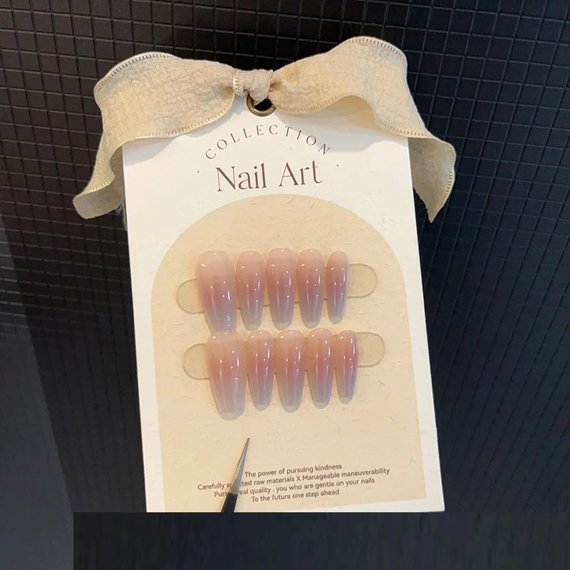 Achieve flawless nails effortlessly with Blush Gradient Nude Nail Art removable nail tips, easy application, reusable fo — photo 4