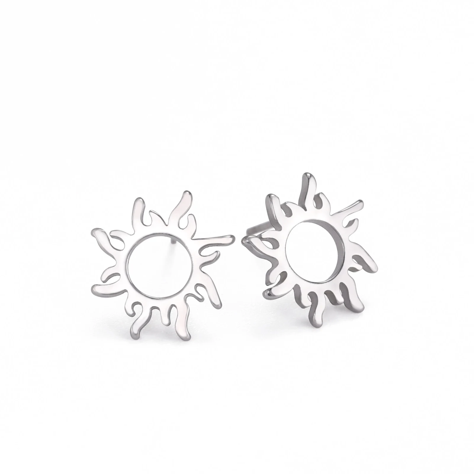 Brincos Totem Sol Boêmio Aço Inoxidável Padrão Geométrico. Acessório de moda feminino, design moderno e elegante, estilo boêmio para realçar o visual. — foto 7