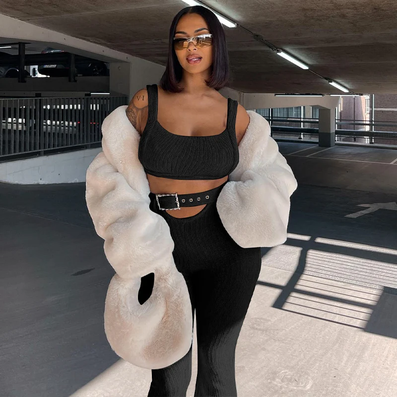 Women's Solid Color Sleeveless Vest and Bell-bottom Pants Two-piece Set. Perfect for a stylish and comfortable outfit, i — photo 23