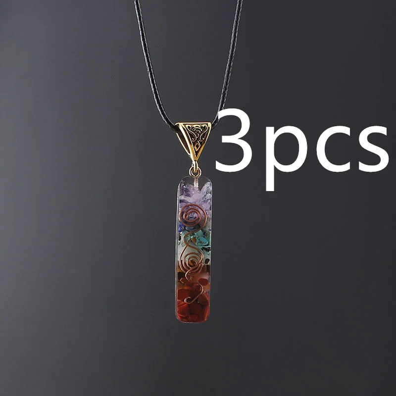 Pingente espiritual de sete chakras em pedra natural. Equilíbrio energético e bem-estar pessoal. Joia mística e presente significativo para a alma. — foto 12
