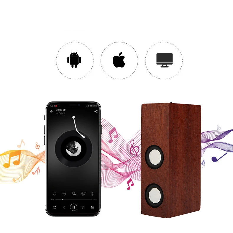 Title 1, Caixa de som Bluetooth de madeira retro com tec...