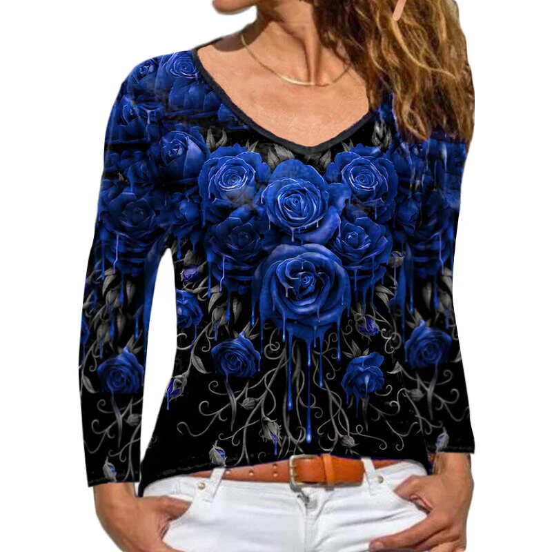 Title 6, T-shirt da donna a maniche lunghe con stampa ro...