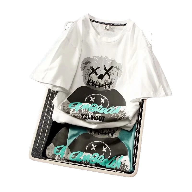 Title 5, Mens Bear Print T-Shirt, Loose Short Sleeve, T...