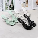 Rhinestone embellished high-heeled half sandals featuring a single word design, perfect for elegant events and comfortab — photo 11