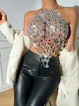 Women's Acrylic Gem Stitched Backless Vest — photo 24