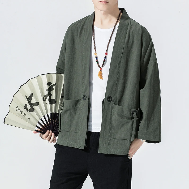 Camisa capa de verão masculina tamanho grande, bolso grande, cor sólida. Perfeita para um visual moderno e confortável no verão. — foto 4