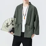 Camisa capa de verão masculina tamanho grande, bolso grande, cor sólida. Perfeita para um visual moderno e confortável no verão. — foto 4