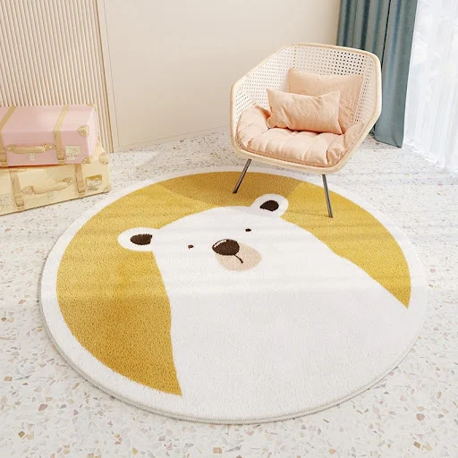 Title 1, Cashmere-like round floor mat for bedroom, abso...