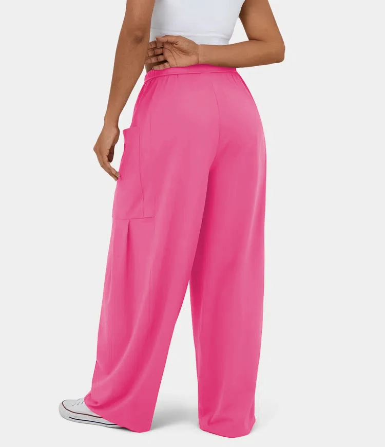 Fashionable And Stylish Elastic Waist Pleated Wide Leg Pants — photo 7