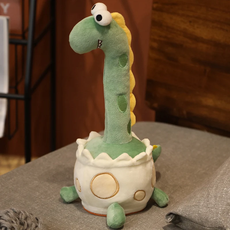 Dino de Pelúcia Criativo para Aprender a Falar e Cantar. Um adorável dinossauro de brinquedo que estimula a fala e o canto de forma lúdica. — foto 3