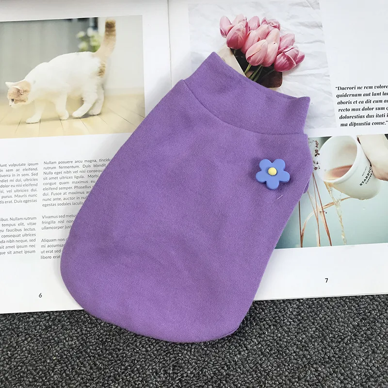 Wool Laga Flower Bottoming Shirt Cotton Cat Clothes, soft and comfy, perfect for keeping your feline friend warm and sty — photo 4