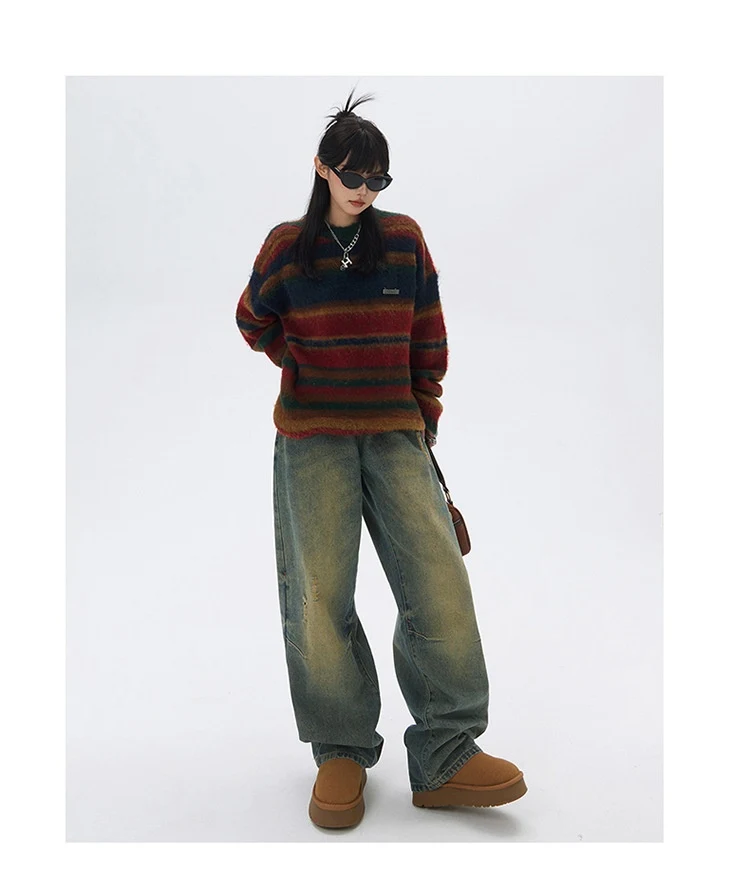 Title 17, Retro Nostalgic Loose Wide-leg Jeans High Waist...