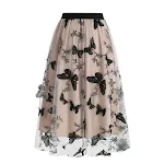 Saia feminina com bordado de borboleta e tela, um toque de elegância e delicadeza. Perfeita para looks charmosos e ocasiões especiais. — foto 10