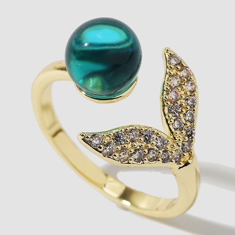 Anillo Cola de Sirena de Cuentas de Océano Simple y Creativo para un Estilo de Moda Único. Perfecto para un Toque Marino. — foto 5