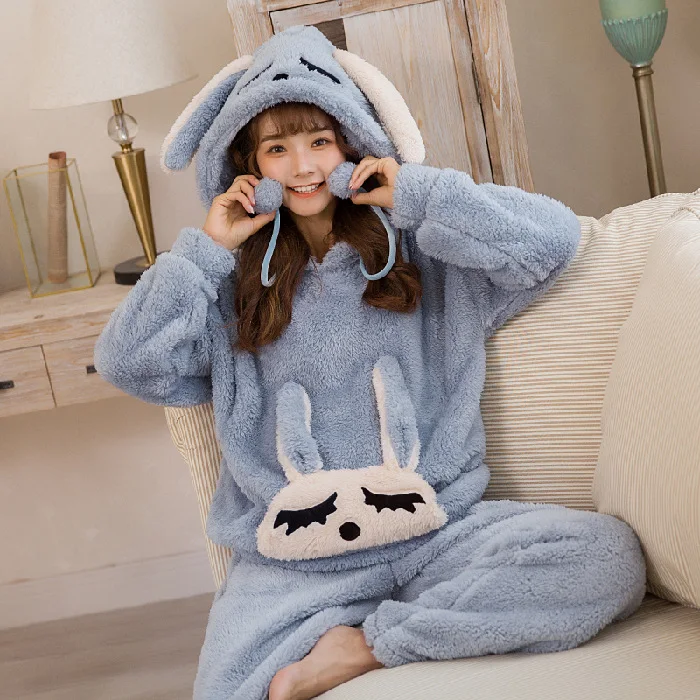 Title 5, Thick Warm Coral Velvet Pajamas Sets