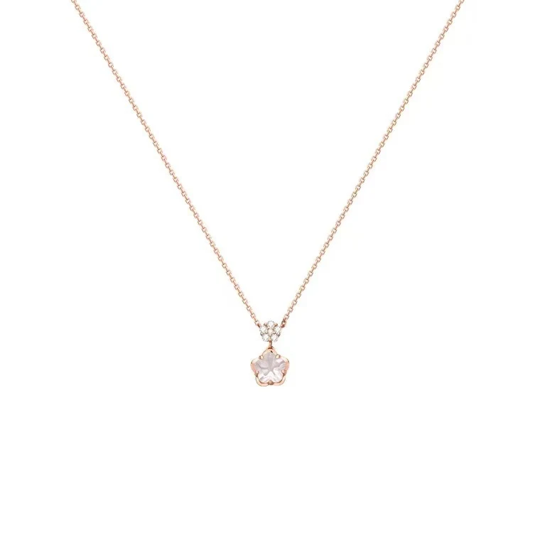 Colar Clavícula com Pingente de Flor de Cerejeira de Cristal Irregular, Corte Único, Temperamento de Flor de Pêssego — foto 6