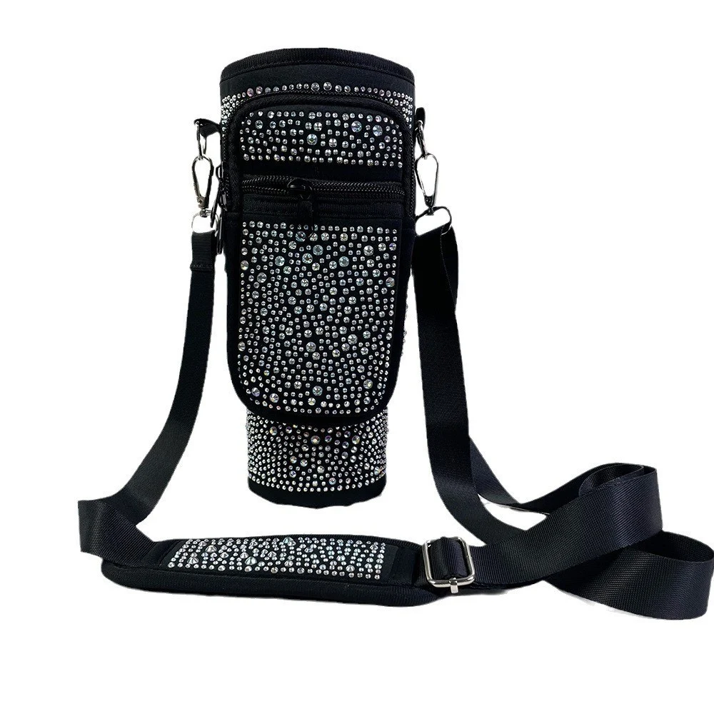 Conjunto de garrafa de água brilhante de 40 oz com bolsa, alça ajustável e efeito perolado. Mantenha-se hidratado com elegância. — foto 23
