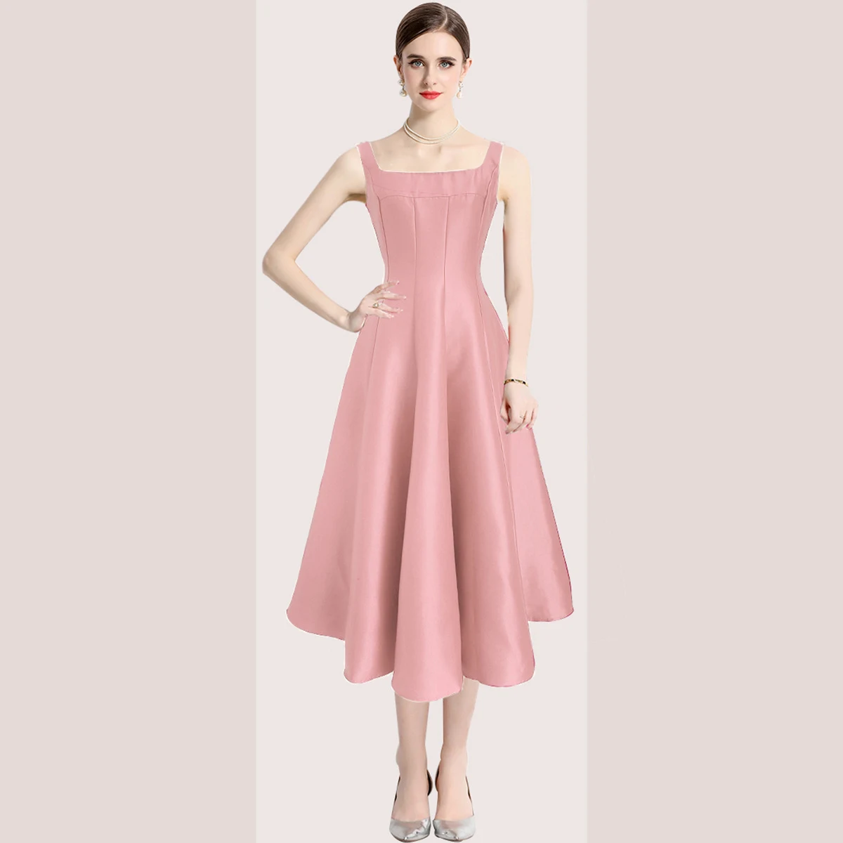 Title 6, Vestido Niche Temperamento Retro com Alças de S...