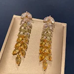 Brincos de espiga com gradiente de diamante, gota d'água e folha, para socialites, borlas da moda e graça, estilo elegante e moderno. — foto 17