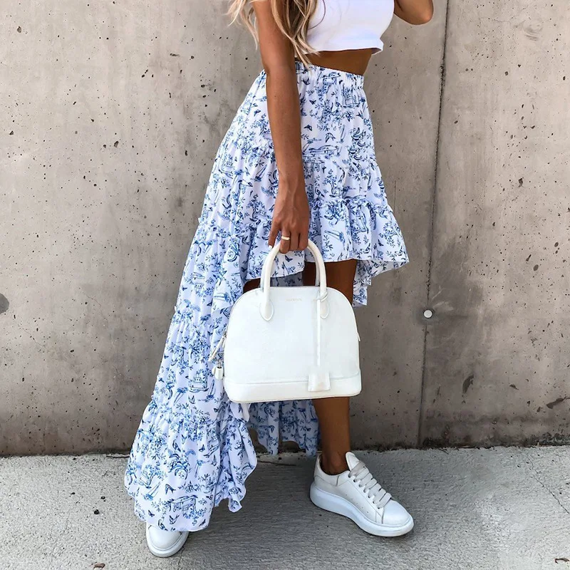 Title 3, Elegant Printed Womens Irregular Skirt Stylish...
