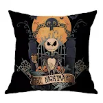 Capa de almofada de linho com estampa de caveira para Halloween, ideal para uma decoração assustadora e elegante em casa. — foto 14